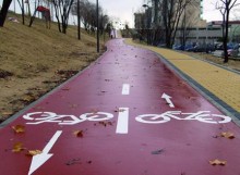 Carril bici con flechas direccionales